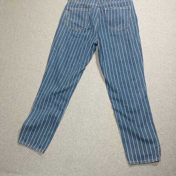 American Eagle Mom Jeans Womens Size 8 Blue Pinstriped High Rise Straight Leg. - Picture 1 of 9